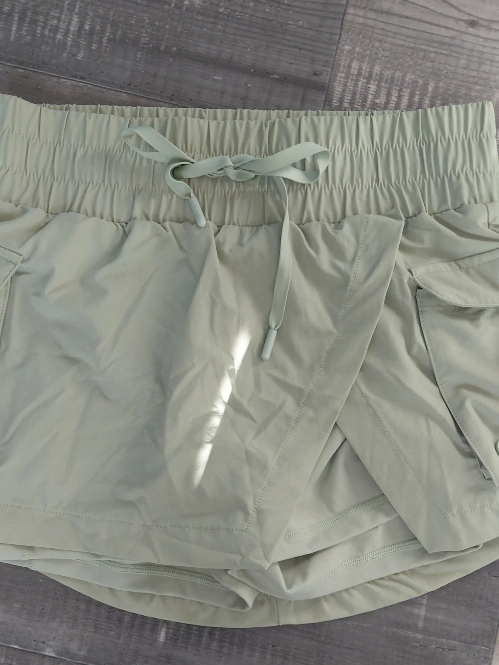 POPFLEX Light Sage Elastic-Waist Skort with Drawstring
